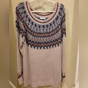 Maurices Pink And Blue Fair Isle Patterned Sweater